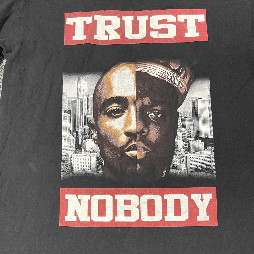 Tupac Biggie Trust Nobody Rap Shirt Men 2XL Black PRO Graphic Tee Streetwear‎